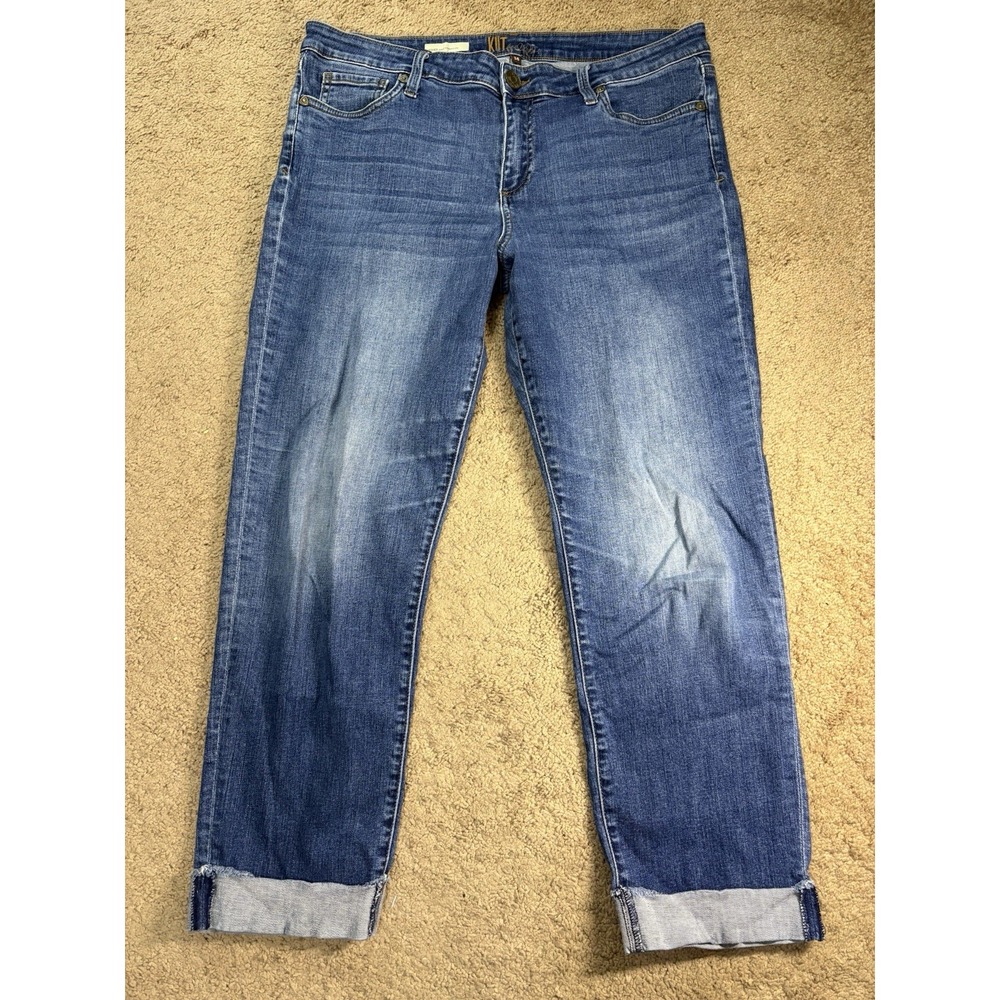 Kut from the Kloth Asher Ankle Straight Leg Jeans Women 14 Blue Denim Preppy